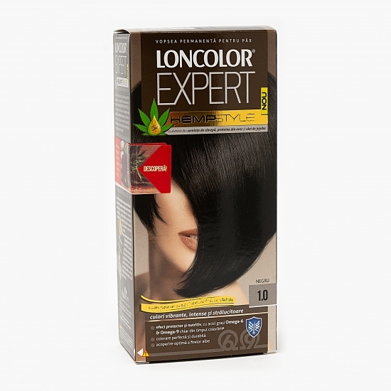 Vopsea permanentă pentru păr Expert Hempstyle 1.0 negru 100ml