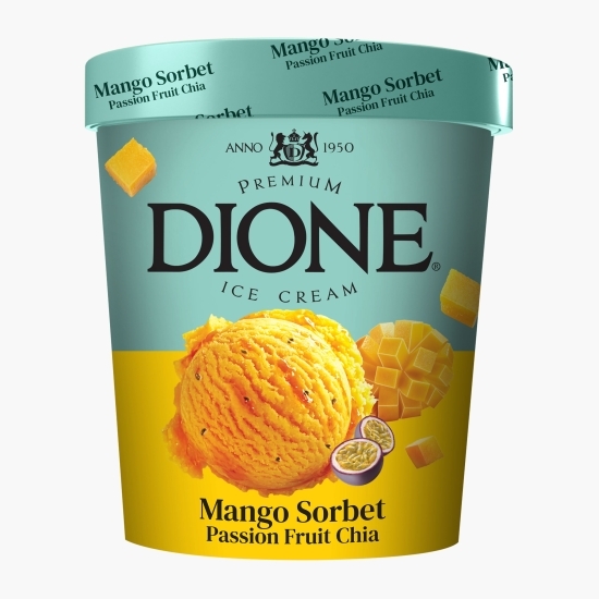 Sorbet de mango cu sos cu aromă de fructul pasiunii și semințe de chia 475ml
