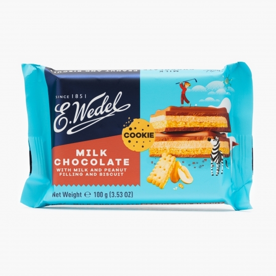 Ciocolată cu biscuit și cremă de lapte cu arahide 100g