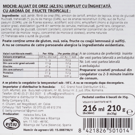 Mochi - desert japonez cu înghețată de fructe tropicale 216ml (210g)