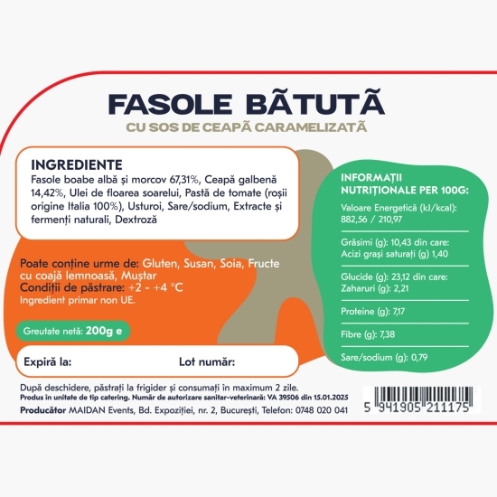 Fasole bătută cu sos de ceapă caramelizată 200g