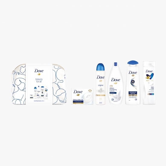 Set cadou Original Beauty Collection gel de duș 250ml + lapte de corp 250ml + săpun solid 100g + antiperspirant spray 150ml + șampon 250ml + geantă pentru cosmetice 