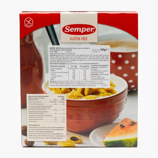 Pernuțe crocante din orez și porumb umplute cu cremă de alune și cacao, fără gluten 300g