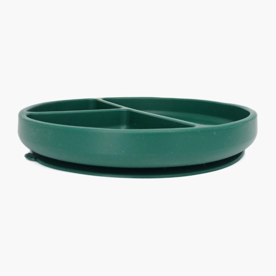 Farfurie rotundă compartimentată, din silicon, Dark Green
