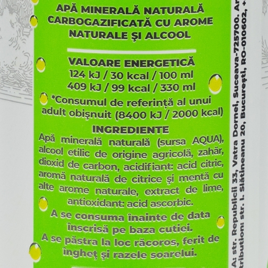 Seltzer cu aromă de lime 4.5% alc. doză 0.33l