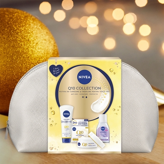 Set cadou: Cremă anti-rid Q10 de zi SPF 15 50ml + Apă micelară pentru ten sensibil 100ml + Cremă de mâini Q10 Firming 100ml 