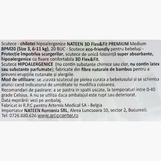  Scutece hipoalergenice Flex&Fit Premium, mărimea 3, 6-11kg, 20 buc