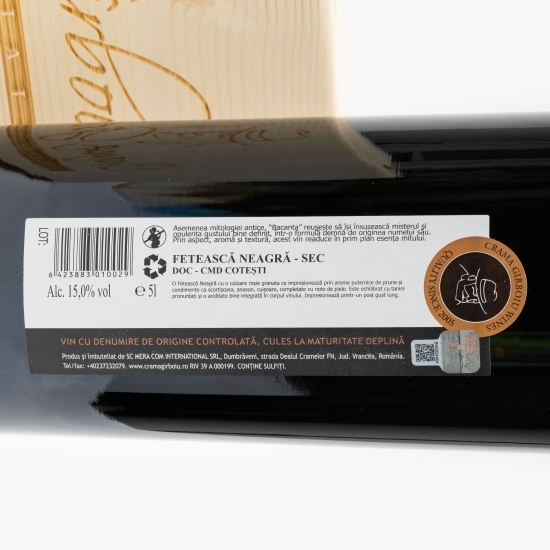 Vin roșu sec Fetească Neagră, 15%, Bacanta 5l