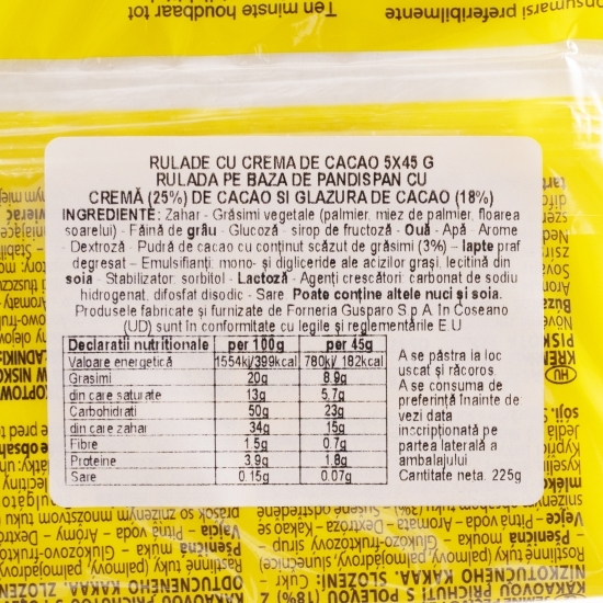 Ruladă din pandișpan cu cacao 225g 