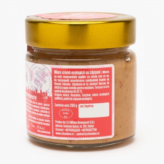 Miere cremă ecologică cu căpșuni 300g