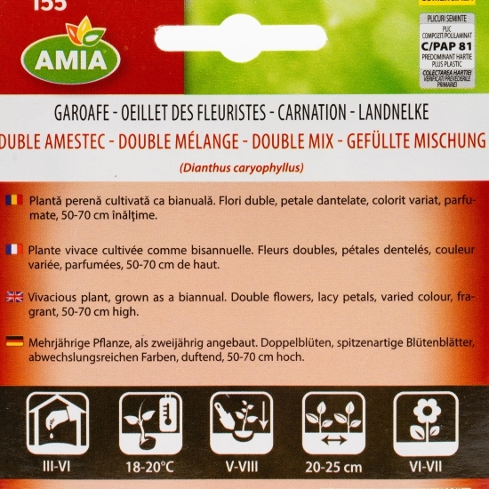 Semințe Garoafe duble - amestec culori 0.3g