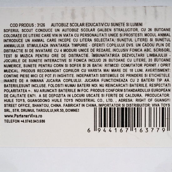 Autobuz școlar educativ cu sunete și lumini