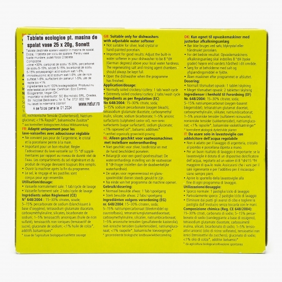 Capsule bio pentru mașina de spălat vase 25 buc x 20g