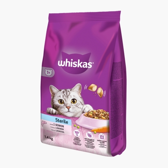 Hrană uscată pentru pisici sterilizate, 1.4kg, cu somon