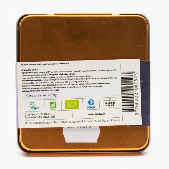 Trufe de cacao crudă cu cafea, guarana și curmale eco 100g