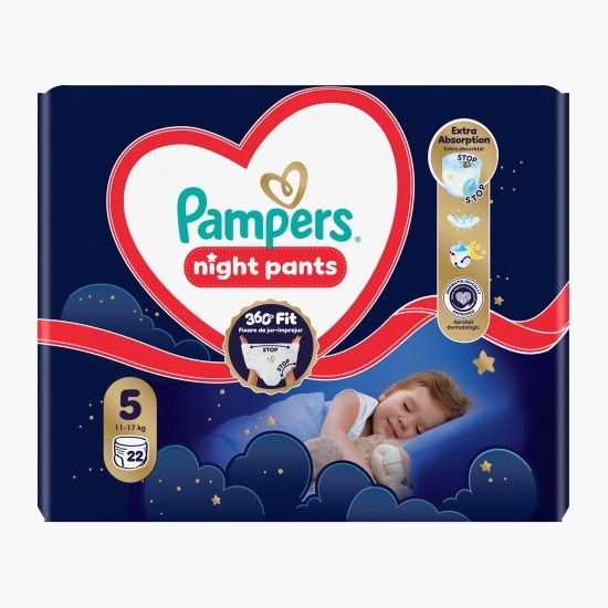 Scutece chiloțel Night Pants mărimea 5, 11-17kg, 22 buc