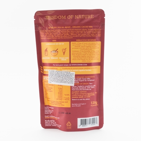 Miez de boabe de cacao eco și fairtrade 125g