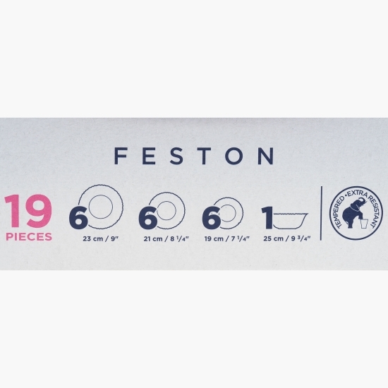 Serviciu de masă Feston, 19 piese, alb