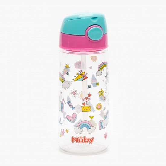 Pahar din tritan cu pai și capac, +3 ani, 360ml