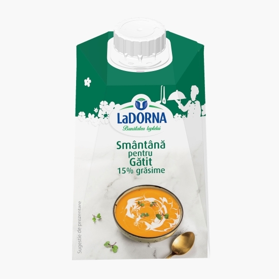 Smântână lichidă UHT pentru gătit, 15% grăsime, 0.5l