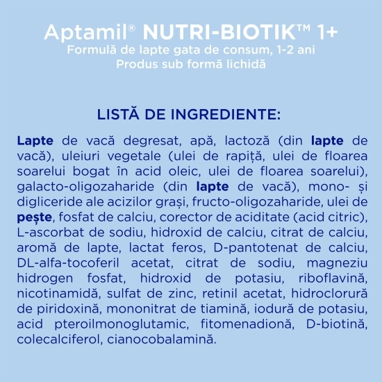 Lapte premium NUTRI-BIOTIK gata de consum, 1+ ani, 1l
