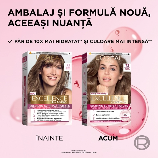 Vopsea de păr permanentă, 7.1 Blond cenușiu 192ml