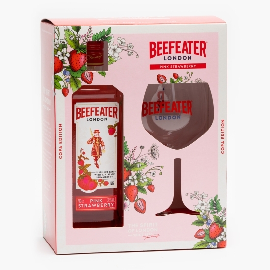 Gin London Pink Strawberry 0.7l + pahar