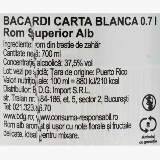Rom Carta Blanca 37.5% alc. 0.7l