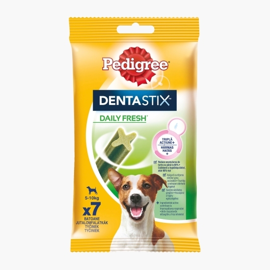 Batoane dentare pentru câini de talie mică, 7 buc, 110g, DentaStix Daily Fresh