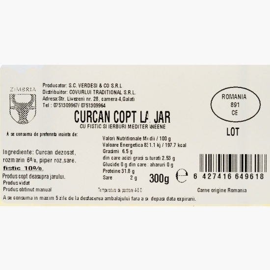 Curcan copt la jar cu fistic 300g