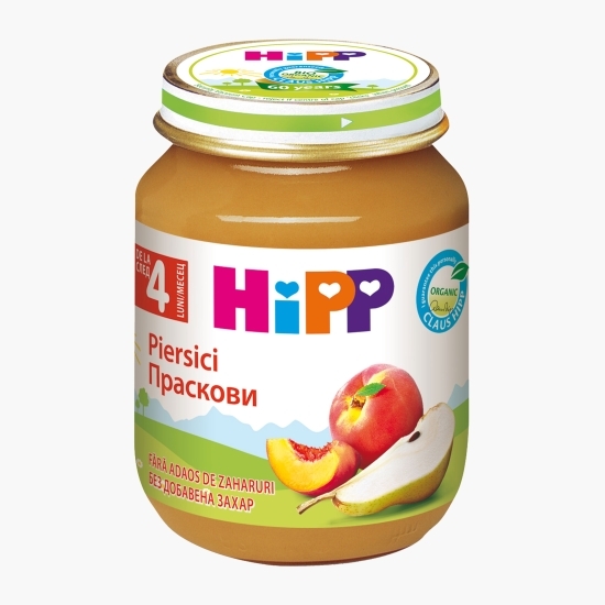 Piure ecologic de piersici și pere, +4 luni, 125g
