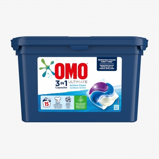 Detergent de rufe capsule 3în1 Ultimate Active Clean, 15 spălări