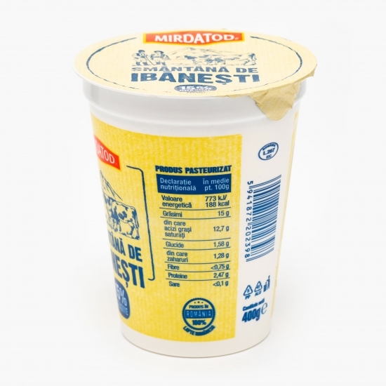 Smântână de Ibănești, 15% grăsime, 400g