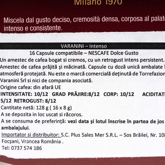 Capsule cafea, Intenso, 16 băuturi, 128g