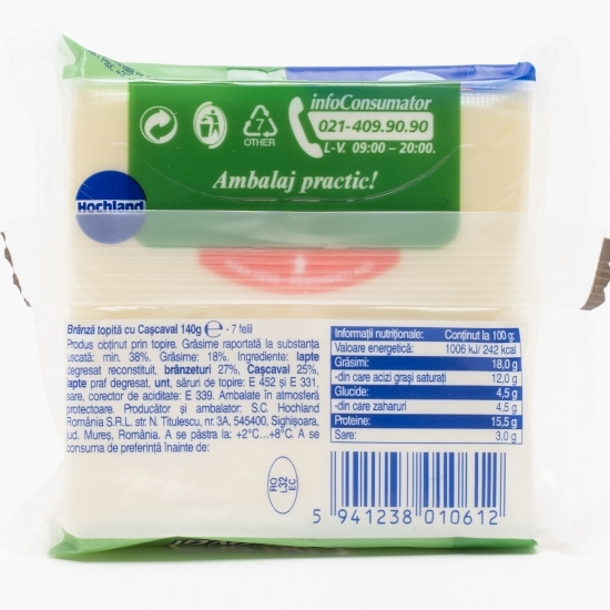 Brânză topită felii cu cașcaval 140g