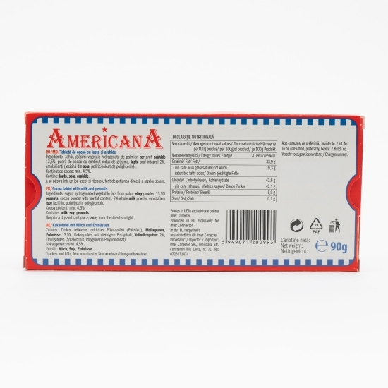 Tabletă de cacao cu lapte și arahide 90g  