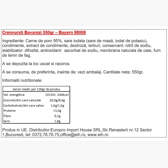 Crenvurști bavarezi 550g