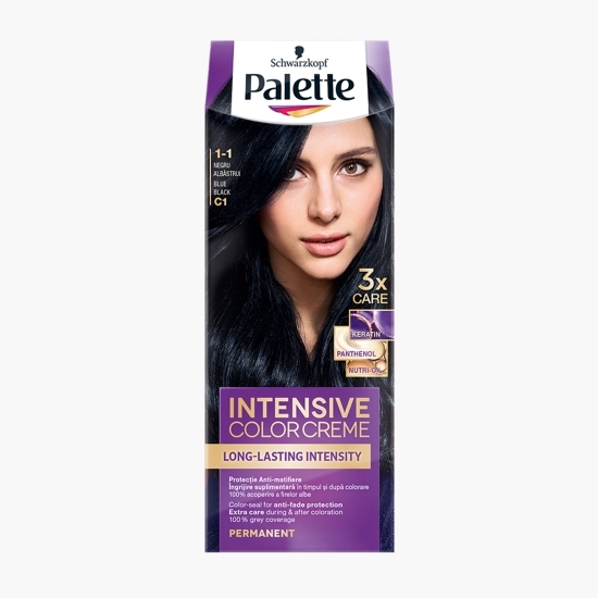 Vopsea de păr permanentă Intensive Color Cream, C1 (1-1) negru albăstrui, 110ml