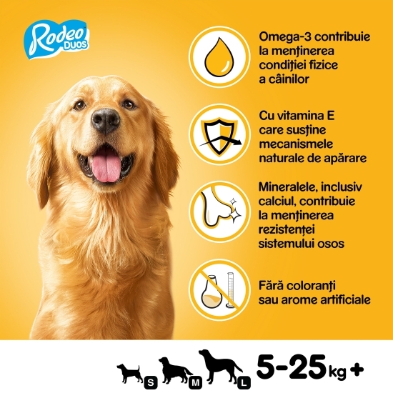 Recompense pentru câini adulți, 7 buc, 123g, Rodeo Duos cu aromă de pui și șuncă