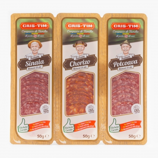 Salam trio-pack Sinaia, Chorizo, Potcoava 3x50g
