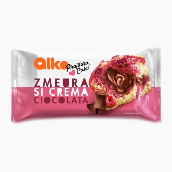 Prajitura casei cu zmeură și cremă de ciocolată 55g