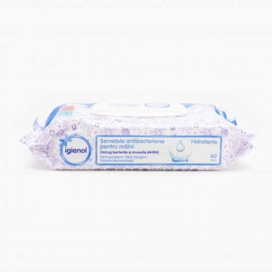 Șervețele antibacteriene hidratante pentru mâini 60 buc