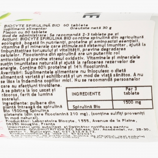 Spirulină bio „Tonus și imunitate” 60 comprimate