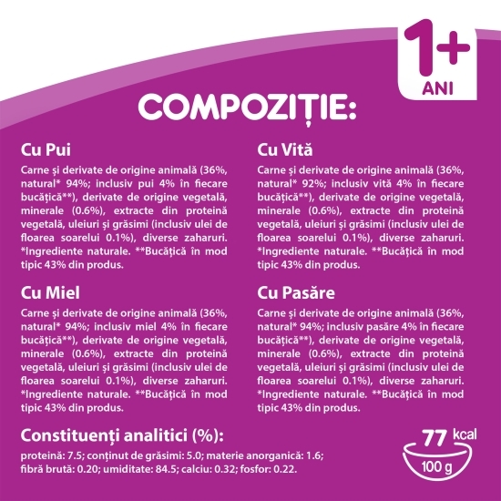 Hrană umedă pentru pisici adulte, 80 x 100g, Selecții clasice în sos cu pui, vită, miel și pasăre
