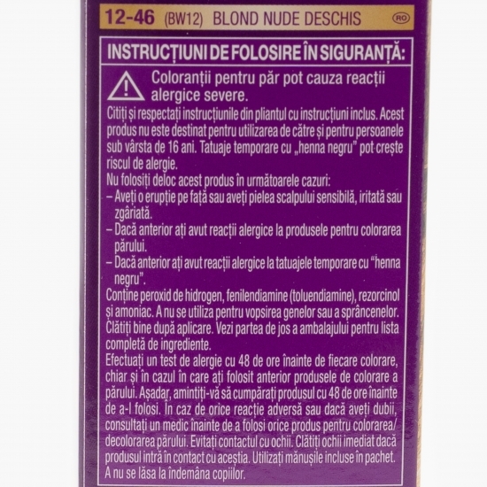 Vopsea de păr permanentă Intensive Color Cream, BW12 (12-46) blond nude deschis, 110ml