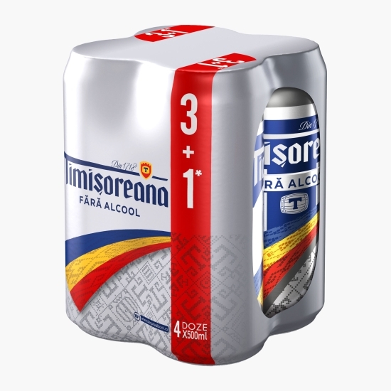Bere blondă fără alcool doză 4x0.5l (3+1)