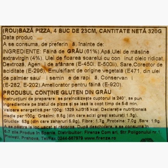 Blat pizza subțire și crocant, 4 buc, 320g