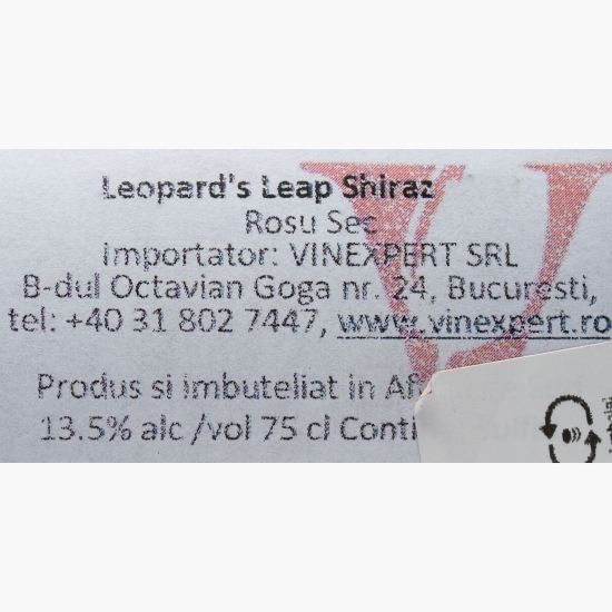 Vin roșu sec Shiraz, 13.5%, 0.75l