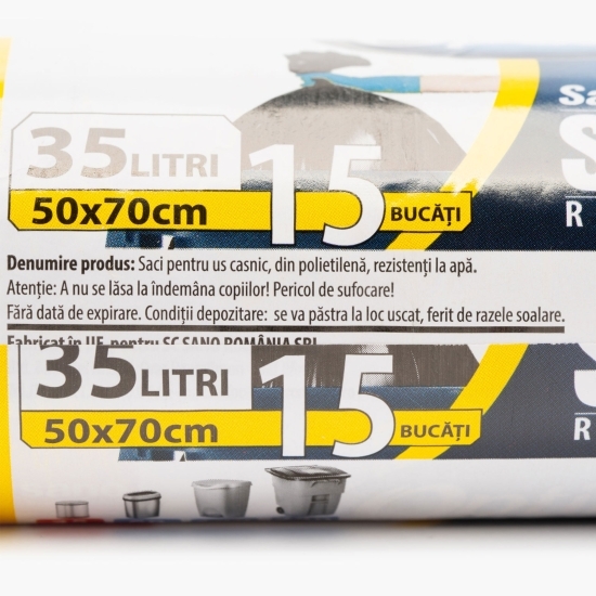 Saci menajeri super rezistenți 35l, galben, 15 buc