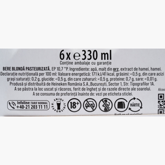 Bere blondă sticlă 6x0.33l 